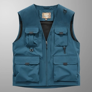 Gilet de Pêche pour Hommes Multi-Poches Séchage Rapide Léger Imperméable Photographie Cargo Gilet Respirant Haut