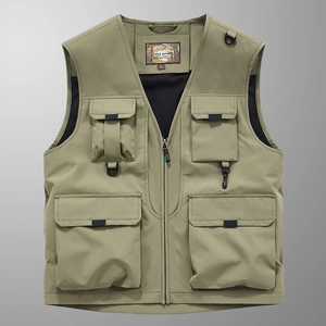 Gilet de pêche extérieur pour hommes à poches multiples, séchage rapide, vert kaki