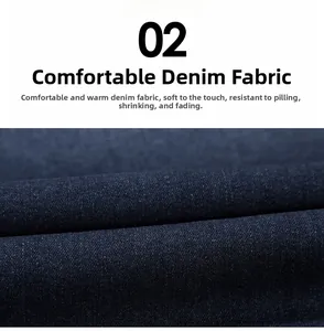Macro texture of heavy-duty denim fabric showing weaving detail and durable soft fibers