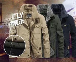 Detail of fleece lining and detachable fur collar on heavy tactical military jacket