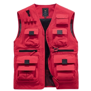 Gilet de Pêche de Plein Air pour Homme avec Plusieurs Poches Séchage Rapide Maille Respirante Photographie Cargo Tactique Militaire sans Manches