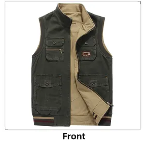Détail de l'avant d'un gilet cargo avec doublure contrastée et fermeture à glissière
