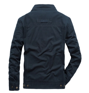 Veste décontractée pour homme bleu foncé avec écusson au dos et boucles ajustables
