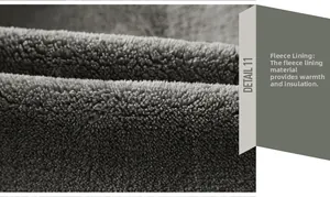 Macro view of warm fleece lining on military style jacket for cold weather