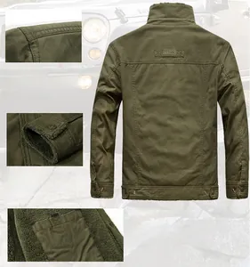 Detail view of winter military green jacket with warm fleece lining and windproof cuffs