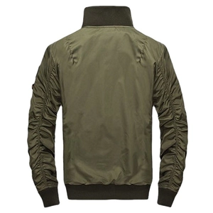 Giacca bomber militare verde militare con maniche arricciate e polsini a costine sul retro