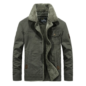 Men Military Outdoor Cotton Jacket With Faux Fur Collar Padded Thick Windproof Multi Pocket Work Coat For Autumn Winter