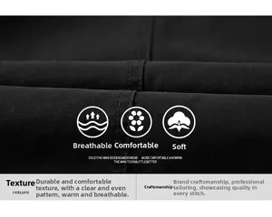 Detailed close-up of high-density black jacket fabric showing professional stitching and texture