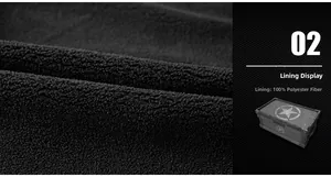 Detail of premium black 100% polyester fleece lining for winter men's padded jackets