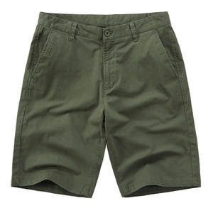 Short chino classique pour homme vert armée en coton avec une coupe décontractée