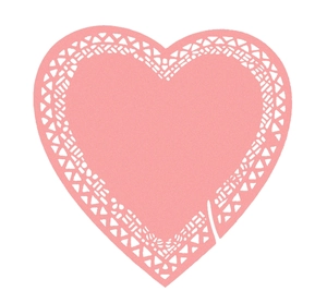 Pink heart-shaped laser cut lace place card for wedding table and party decor