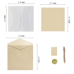 European laser-cut wedding invitation set with kraft paper envelopes and hemp rope