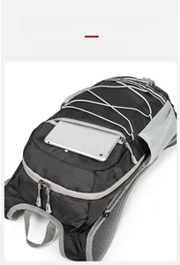 Front pocket of the cycling backpack showing storage space for a tablet and gear