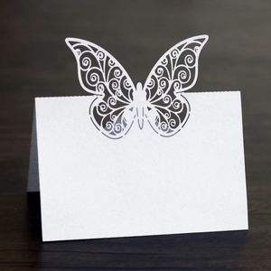 Laser-Cut Butterfly Place Cards Hollow Pearlescent Paper Wedding Party Banquet Table Name Seat Cards Elegant Decor