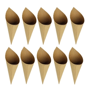 Set of 10 brown kraft paper wedding confetti cones for party flower petal DIY decor