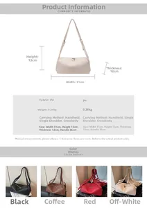 Size guide for PU leather pillow bag showing width 31cm, height 13cm and strap 36cm