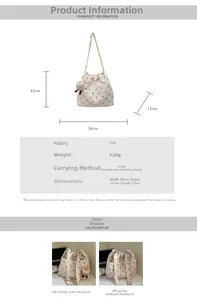 Detailed size chart for beige drawstring tote bag with dimensions 34x31x11cm