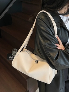 Borsa a Tracolla Boston in Pelle PU con Doppia Tracolla per Donna Moda Pendolarismo Borsa a Tracolla Tinta Unita Zip Grande Capacità