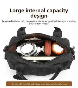 Top view of Boston bag interior showing large capacity for 7.9 inch iPad and daily items
