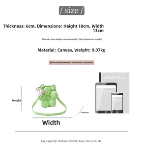 Canvas checkered flower bag dimensions detail with size chart for small crossbody