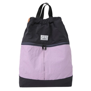 Black and purple waterproof nylon drawstring backpack with contrast color design