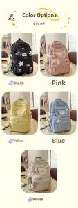 Quilted school backpack in multiple colors including black pink and blue for students