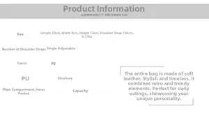 Detailed size specifications and interior capacity for the PU leather dumpling bag