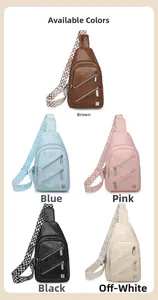 Multi-color PU leather chest bags with bohemian straps shown in five available colors