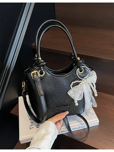 Sac Seau En Cuir PU Femmes Élégant Sac À Main Bandoulière Avec Nœud En Dentelle Et Künstliche Perles Bandoulière Amovible Style Vintage