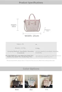 Detailed size specifications for the mini bucket bag with deer print and multi-way straps