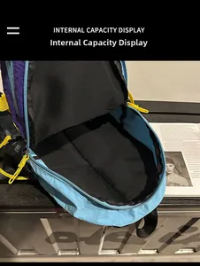 Internal capacity display of the color-block hiking backpack with large main compartment