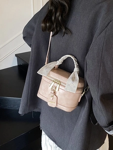 Mini sac cylindre rose Morandi avec poignée foulard et fermeture éclair dorée femme