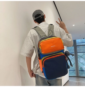 Detail view of large capacity multi-color outdoor backpack with durable nylon fabric