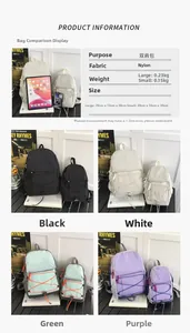 Size comparison and color selection of lightweight nylon backpacks in two sizes