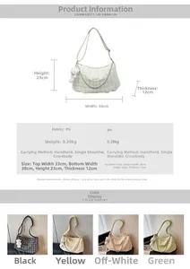 Size chart showing large capacity plaid shoulder bag dimensions 38x23x12cm in various colors
