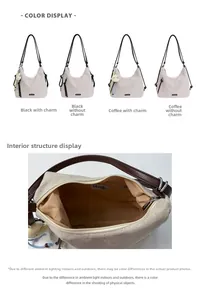 Interior view of canvas tote bag showing light brown lining and zip pocket detail