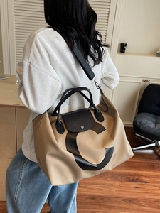 Large Capacity Letter C Printed Canvas Travel Tote Bag Fashion Shoulder Handbag For Men Women Casual Weekend Duffel Bag