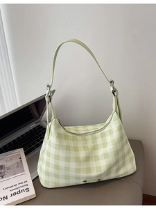 Sac Bandoulière Femme Damier Vichy Mode Décontracté Hobo Sac à Épaule Minimaliste Cuir PU Surpiqûres Sac Tote