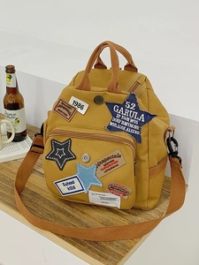 Vintage Canvas Multifunktions Rucksack Damen Retro Patchwork Design Große Kapazität Schule Schultertasche Streetwear Casual