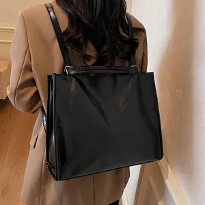 Large Capacity PU Leather Tote Bag For Women Fashion Applique Cartoon Pattern Shoulder Bag Casual Travel Handbag Crossbody Bag