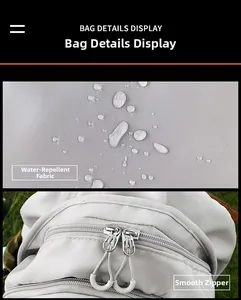 Détail du tissu imperméable et fermetures éclair fluides du sac à dos grande capacité