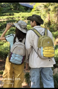 Sac à dos loisir pour étudiants avec panneaux contrastés colorés et cordons élastiques