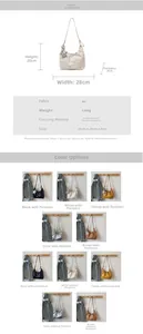 Detailed view of large PU leather crossbody bag with dimensions 28x20x8cm and weights 0.41kg