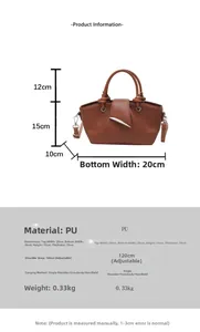 Detailed size chart for vintage pleated bucket bag with adjustable strap and dimensions