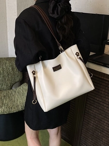 Borsa Tote in Pelle PU di Grande Capacità per Donna Moda Tinta Unita Borsa a Tracolla Versatile Borsa per Pendolari Shopping