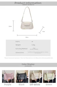 Detailed size guide and specifications for the square PU leather baguette handbag