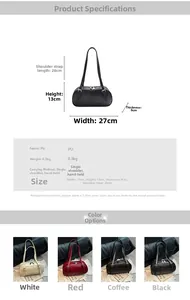 Detailed technical specification table showing bowling bag dimensions and four color options
