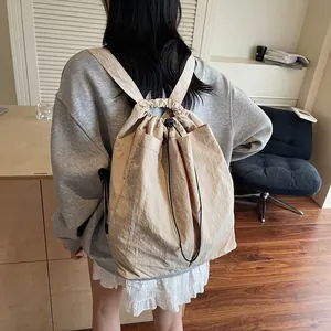 Minimalist Nylon Drawstring Backpack Large Capacity Lightweight Travel Bag For Students Women Men Casual Rucksack