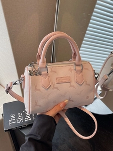 Pink Boston mini bag with floral deer print and gold hardware accessories