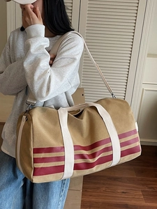 Large Capacity Canvas Travel Bag Unisex Lightweight Portable Duffle Bag For Gym Sports Vacation Weekend Trip Stripes